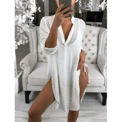 

Womens Beachwear Swimwear Bikini Cover Up Kaftan Summer Boho Mini Dress Sundress