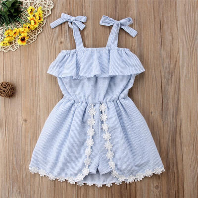 

Cute Newborn Kid Baby Girl Lace Flower Striped Romper Bodysuit Princess Dress Outfit