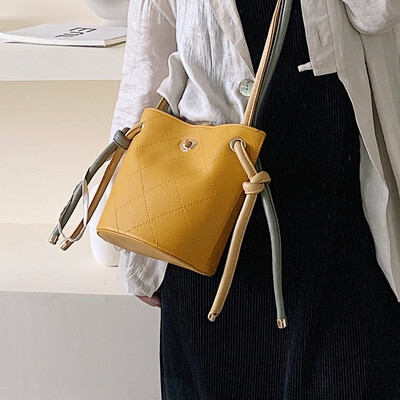 

Net red small bag foreign gas embroidered line bucket bag handbags new 2019 fashion shoulder bag wild ins messenger bag