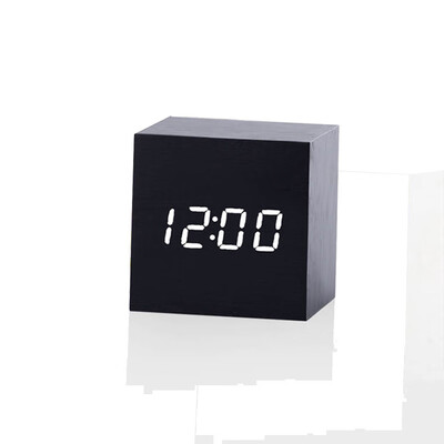 

Gobestart New Modern Wooden Wood Digital LED Desk Alarm Clock Thermometer Timer Calendar