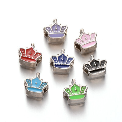 

Crown Alloy Enamel Large Hole European Beads Platinum Mixed Color 12x125x75mm Hole 5mm