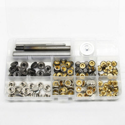 

30 Sets Snap Fasteners Kit 2 Colors Metal Snap Buttons Press Studs with 4 Pieces Fixing Tools for Leather Coat Down Jacket Je