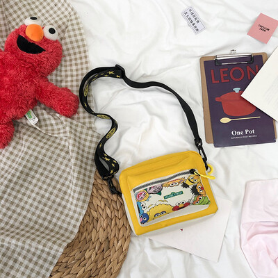 

Qiao Bani 2019 new Korean ulzzang fashion printing canvas anime small square bag shoulder diagonal female bag