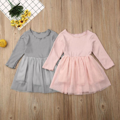 

US Toddler Baby Girl Knitted Cotton Mini Dress Lace Tutu Skirt Summer Cloths Top