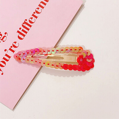 

Japanese Girls Water Drop Hair Clips Reflective Rainbow Glitter Sequins Hairpins Candy Color Side Bangs Party Snap Barrettes