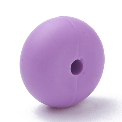 

Food Grade Environmental Silicone Beads Chewing Beads For Teethers DIY Nursing Necklaces Making Flat Round MediumOrchid 14x8m