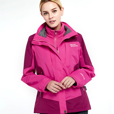 

El Monte ALPINT MOUNTAIN Jackets three-in-one outdoor men&women couples fleece two-piece waterproof warm jacket winter clothes 650-692 rose red female M