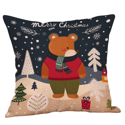 

Tailored Cotton Linen Christmas Snowman Tree Zipper Closure Pillow Case Throw Cushion