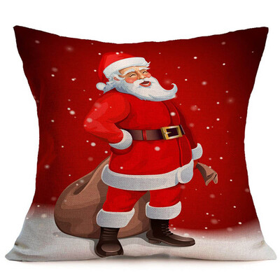 

New 45X45Cm Merry Christmas Santa Cotton Linen Pillow Case Cushion Cover Home Decor