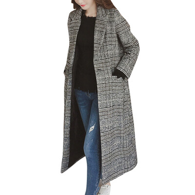 

Toponeto Womens Winter Lapel Wool Coat Trench Jacket Long Sleeve Overcoat Outwear
