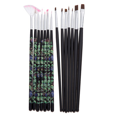 

NEW 14 x UV Gel Acrylic Nail Art Flat Brush Painting Tool Set Manicure