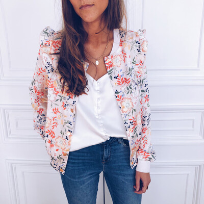 

Roseonmyhand Womens Casual Ladies Retro Floral Zipper Up Jacket Casual Coat Outwear Blouse