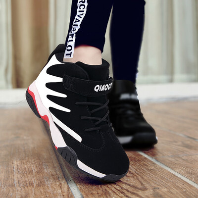 

Autumn&winter plus velvet warm childrens high shoes girls basketball shoes breathable big children casual shoes boys running shoes