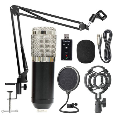 

BM800 Professional Suspension Microphone Kit Studio Live Stream Broadcasting Recording Condenser Microphone Set