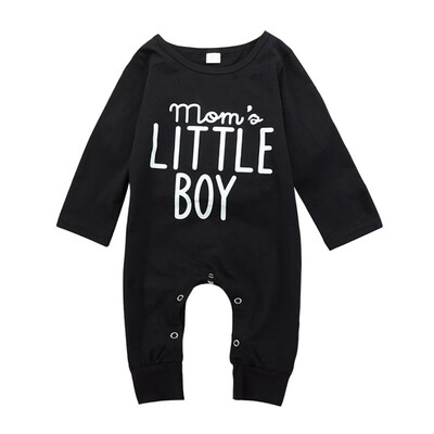 

Baby Boys Rompers Infant Long Sleeve Jumpsuit Fashion Playsuit Little Boy Clothes Black Letter Print