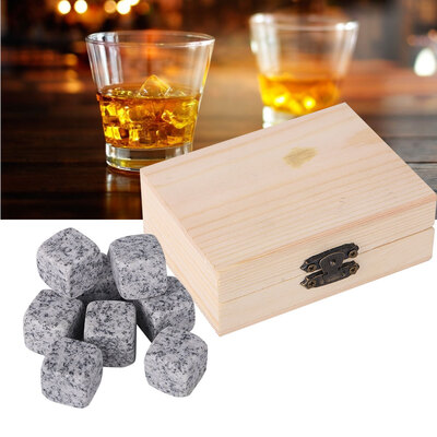 

Greensen Drink Chiller Stones9Pcs Whisky Wine Chilling Stones Set Bar Home Drink Chiller Stones Rocks Wooden Box Packaging