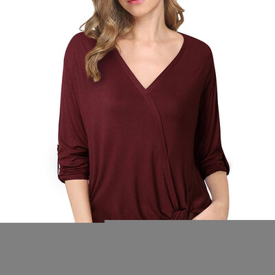 

Women Autumn Fashion Casual Large Size Long Sleeve V Collar T-shirts