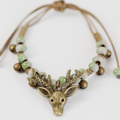

2pcs\set Deer Head Bracelet Handmade Special Bracelet National Wind Fashion Vintage Ceramic Jewelry