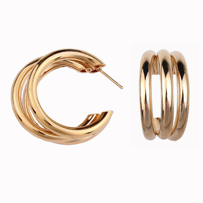 

Vintage Drop Dangle Earrings For Women Geometric ZA Metal Statement Earrings Gold Silver Color Twist Round Simple Punk Jewelry