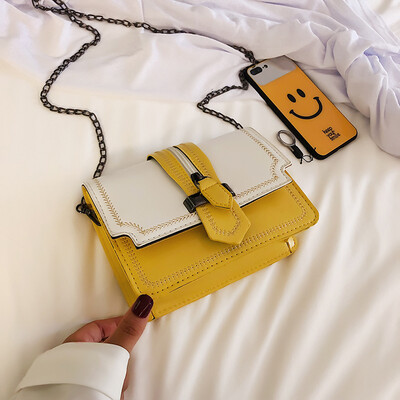 

Korean version of the fashion embroidery line hit color wild chain bag female 2019 new small fresh&simple temperament shoulder Messenger bag