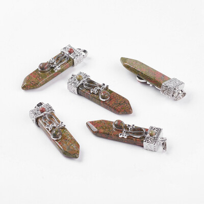 

Natural Unakite Big Pendants with Alloy Findings Arrow Platinum 5658x16x10mm Hole 5x7mm