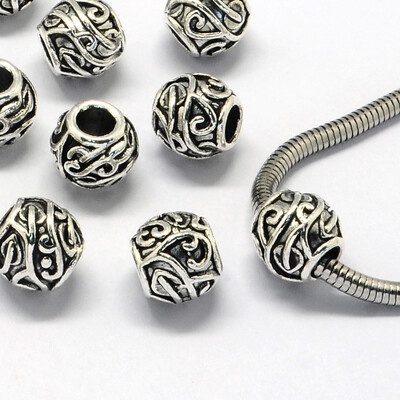 

Alloy European Beads Large Hole Beads Rondelle Antique Silver 11x105mm Hole 5mm