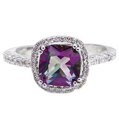 

Simple Womens Zircon Rings Copper Plated Silver Drills Ring Jewelry Gift