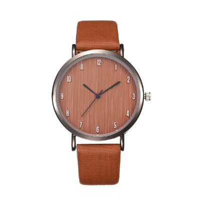 

Women Fashion Simple Wood Veins Leather Band Alloy Case Quartz Wrist Watch