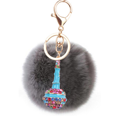 

Plush Rex Rabbit Hair Ball Alloy Keychain Bag Car Mobile Phone Accessories