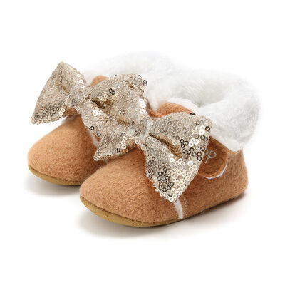 

Newborn Girls baby First Walkers infants warm Sequin shoes Faux fur girls baby booties Leather boy baby boots