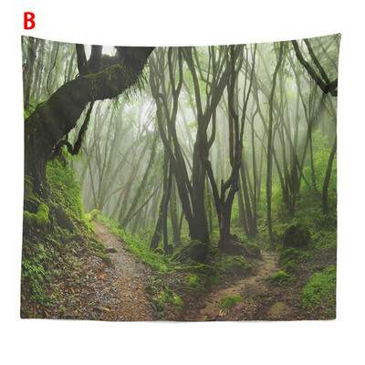 

Toponeto Misty Forest Tapestry Wall Hanging Nature Landscape Tapestry Sunshine Through Tree Tapestries for Bedroom Living Room