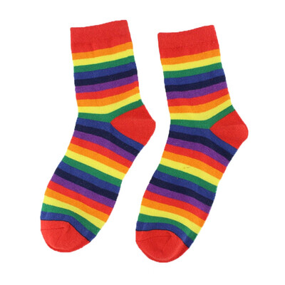 

Women Casual Harajuku Stripes Print Breathable Moisture Wicking Deodorant Elastic Athletic Work Socks