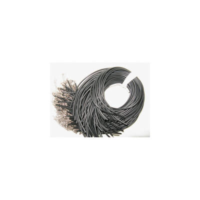 

Black Rubber Necklace Cord Making with Iron Findings&Iron End Chain Platinum 17" 3mm