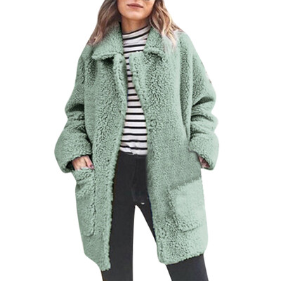 

Toponeto Womens Casual Jacket Winter Warm Parka Outwear Plush Lady Pocket Outercoat Coat