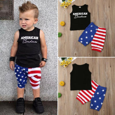

Newborn Baby Boy 4th Of July Star Stripes Flag Clothes Tops Shorts Pants Outfits