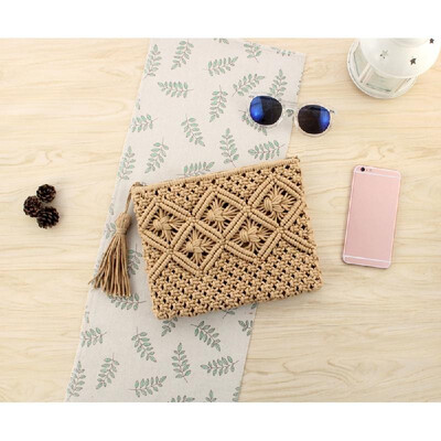 

Fashionable Hollow Out Summer Beach Vintage Handbag Elegant Bohemian Cotton Clutch Bag Handmade Travelling Bags