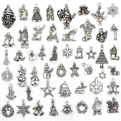 

Alloy Mixed Christmas Charm Antique Silver Plated Charms Pendants Fit Bracelet Jewelry Diy Craft Making Accessories