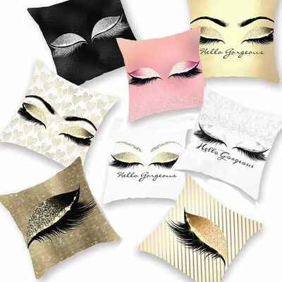 

Fashion Sequin Eyelash Eyes Pillow Case Reversible Glitter Sofa Cushion Cover