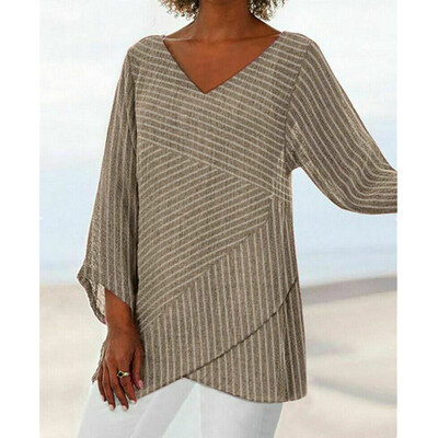 

Women Long Sleeve Linen Baggy Blouse Shirt Ladies Summer Tunic Tops