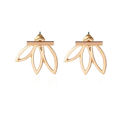 

European Fashion Double Sides Stud Earring for Women Elegant Feather Angel Wing Triangle Flower Crystal Jewelry Gift Brincos