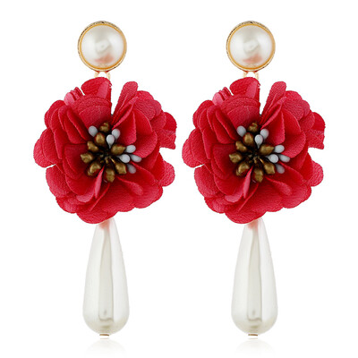 

Version Women Girl Fashion Pearl Petal Rose flower Earring For Girl Pearl Earrings