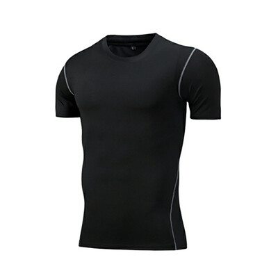 

Short Sleeve T-Shirt Men O Neck Sweat Absorption Quick Drying Tight Tee Tops Fitness Apparel Sportswear