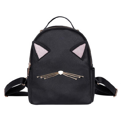 

Cute Cat Ear Decor Handbag Women PU Leather School Travel Small Backpack