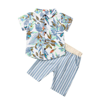 

Toddler Kids Baby Boy Clothes Boys Outfits Sets Leaf T-Shirt Stripe Pants