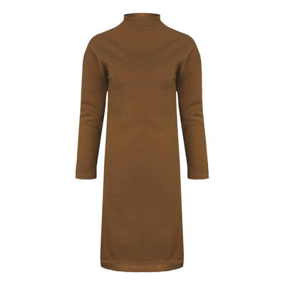 

Sexy Slit Women Sweatershirt Dress Stand Collar Long Sleeve Loose Pullover