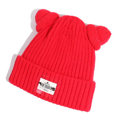 

Hat lady autumn&winter cute hundred tied wool hat Korean letter paste cold hat students warm knitted hat