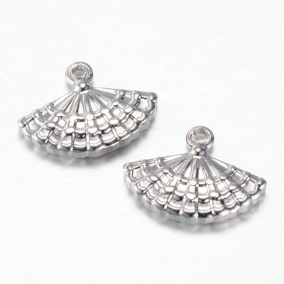 

304 Stainless Steel Pendants Fan Stainless Steel Color 12x16x3mm Hole 13mm