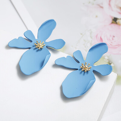 

Korea New Design Big Acetic Acid Acrylic Irregular Metal Flower Big Stud Earrings For Women Girls Fashion Jewelry Earring