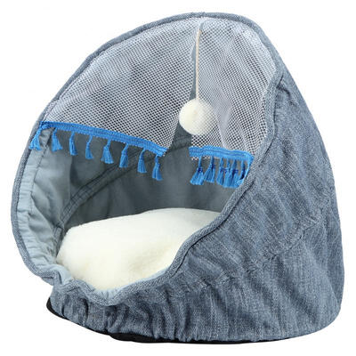 

Greensen Half Closure Folding Pet Sleeping Bed Cute Cat Small Dog House All Year Blue