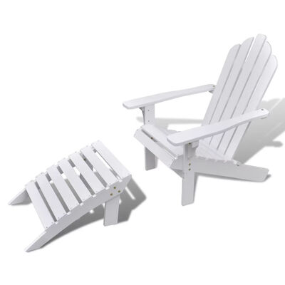 

Garden Chair with Ottoman Wood White